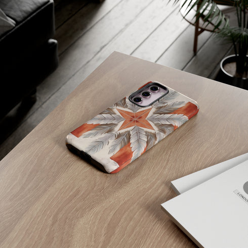 Silver Feather Compass - Impact Resistant Phone Case